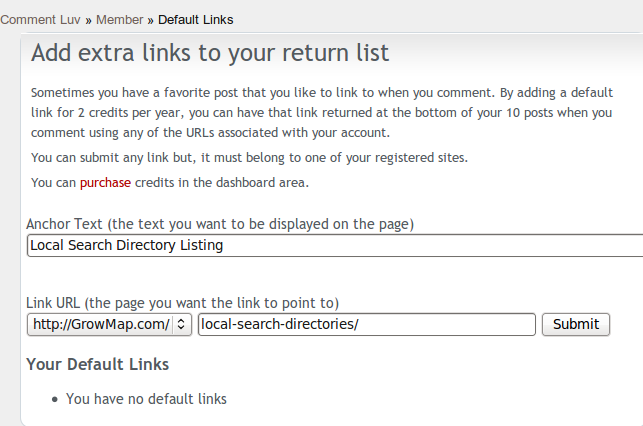 CommentLuv Default Links